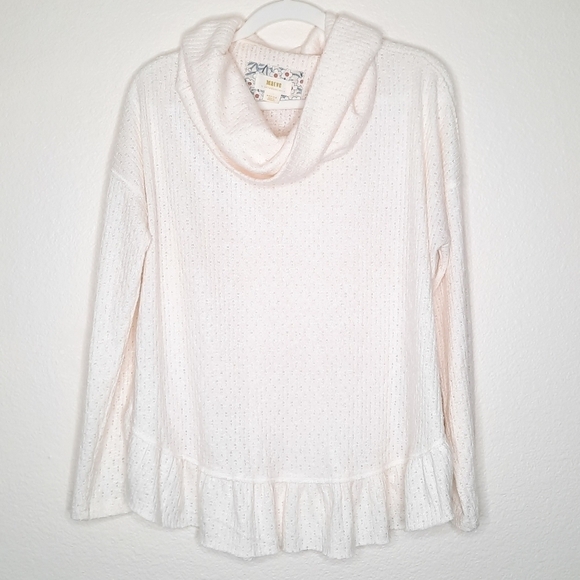 Anthropologie Maeve Cream Addie Ruffled Hacci Pullover M - Picture 4 of 8